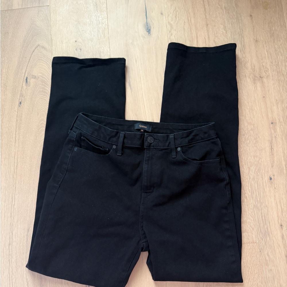 Quince black stretch high rise straight jean Size 30